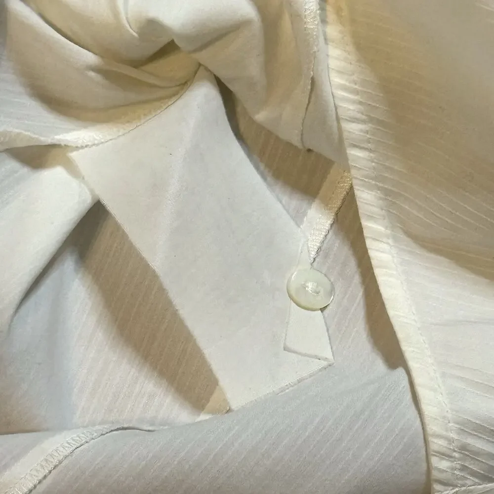 VTG ARMANI COLLEZIONI Women’s Sleeveless Ruffle Casual Formal Cream Shirt 10 - Picture 12 of 13